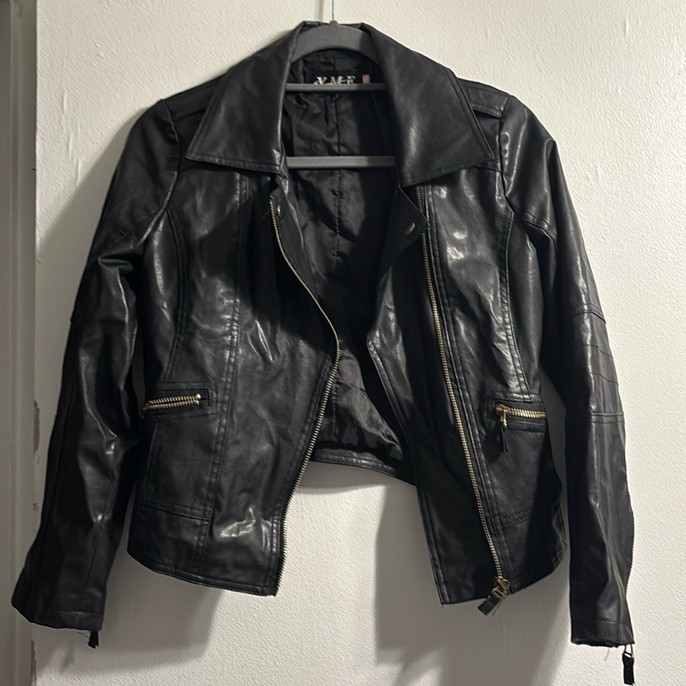 black leather jacket